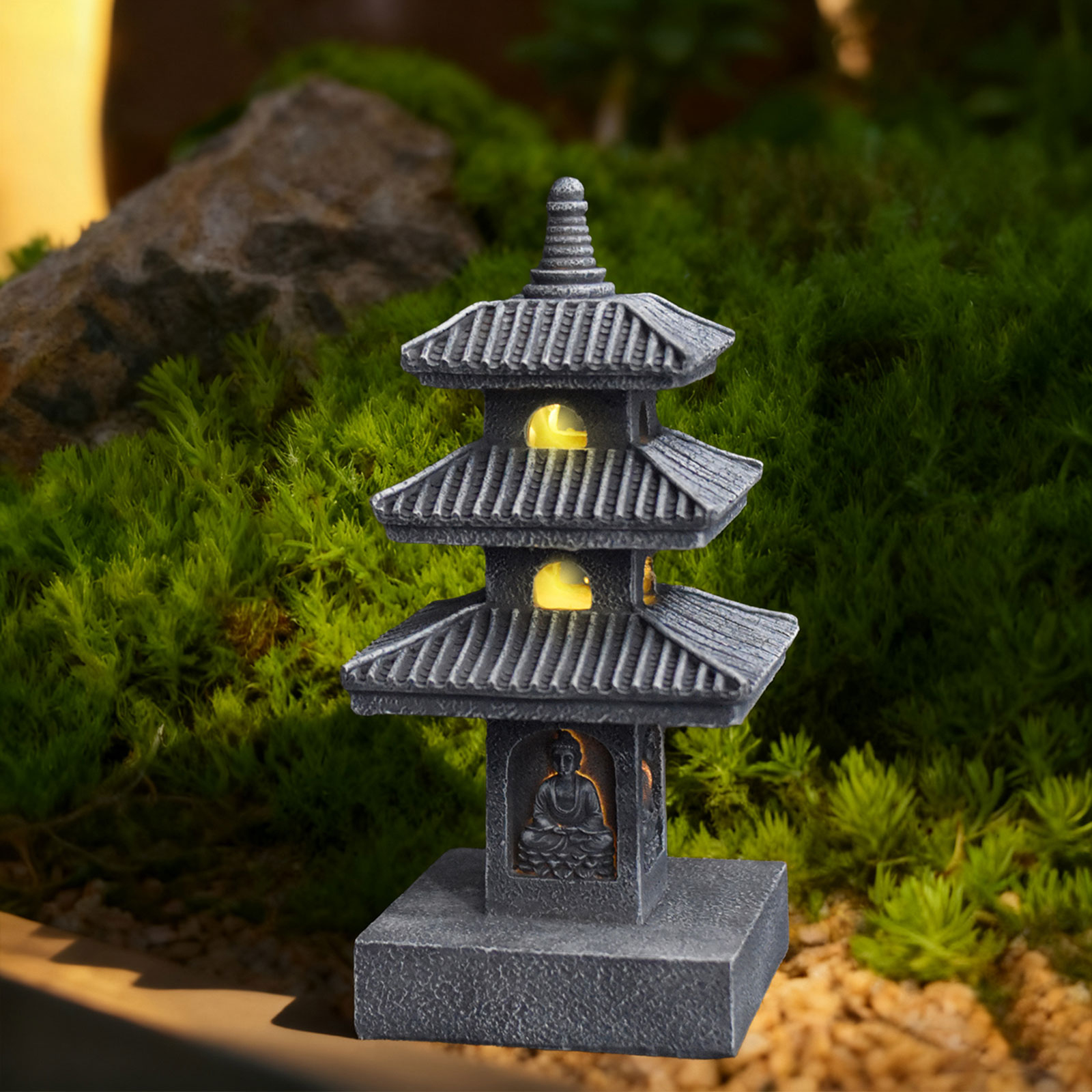Resin Art Lamp - 태양광 탑 랜턴 정원 장식품 야외
